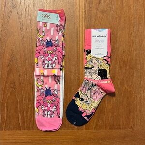 Sailor Moon Pink and Multicolor Socks Set